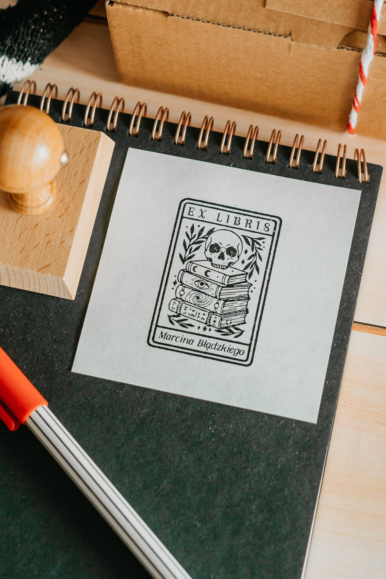 Stempel Ex Libris Czaszka I Książki